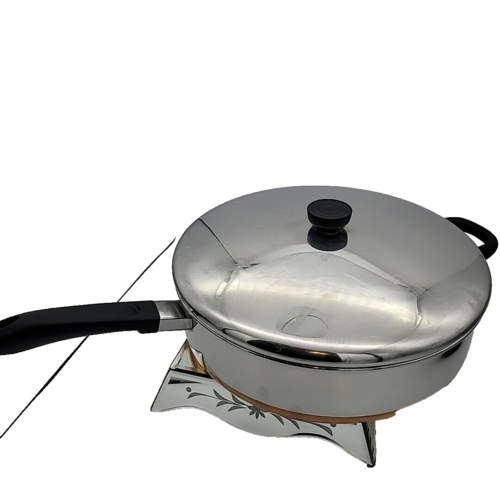 Freidora de pollo con fondo de cobre Revere Ware 12" con tapa lados rectos - Imagen 2 de 14