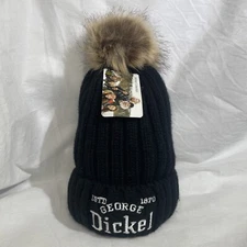 NWT Apollo Simplicity George Dickel Beanie Womens OSFM Black Pom Poof Whisky