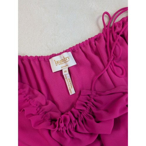 Blusa sin mangas Laundry by Shelli Segal rosa con correa de corbata talla 10 - Imagen 2 de 7