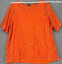 Nue Options Plus Women's Orange w/attached Tank Blouse Sz 2X Made in USA