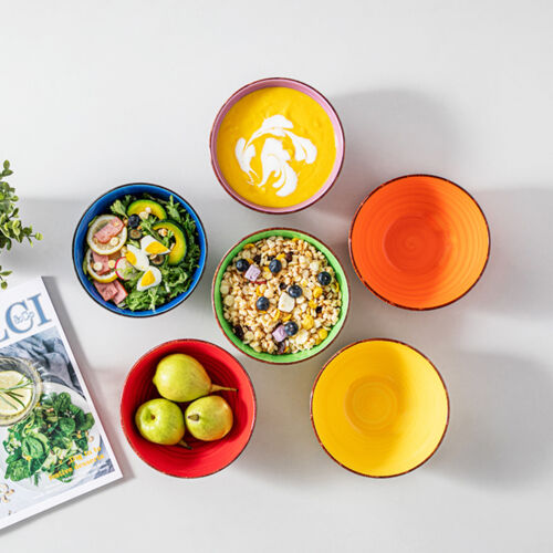 vancasso 6 Stück klobige farbige Steinzeug Müslischalen Frühstück Suppe Eis - Bild 6 von 17