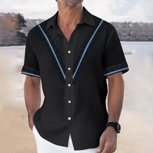 Men's Hawaiian Shirt, Vintage Short Sleeve Button Down Bowling Beach Shirts ๐ - Picture 16 of 42