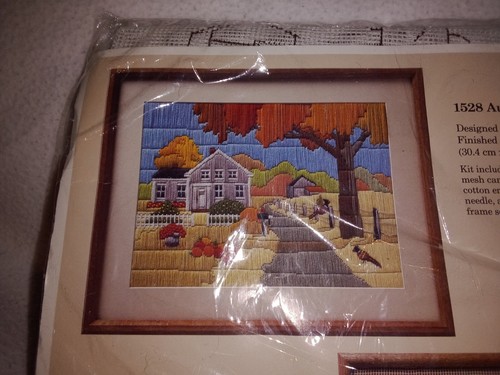 Vintage 1988 Cross Stitch Kit Autumn Afternoon New Old Stock - Picture 1 of 5