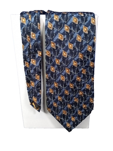 Robert Talbott Best of Class Nordstrom Blue Silver Gold Silk Neck Tie Necktie - Picture 1 of 5