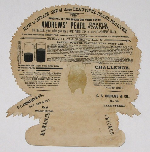 VINTAGE GESTANZTE WERBUNG HANDELSKARTE ANDREW'S PEARL BACKPULVER PFAU MILWAUKEE - Bild 2 von 2