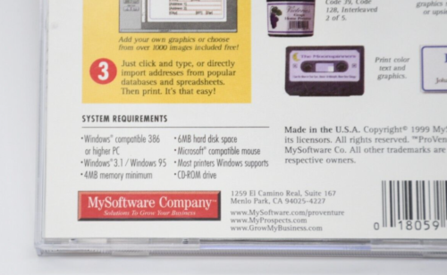 Vintage ProVenture Label Maker Software Windows 3.1 / 95 CD-ROM - 1999 - Picture 3 of 6