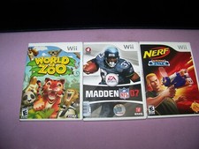 Nintendo Wii Video Game World Of Zoo,Nerf N Strike,nfl 07 Complete