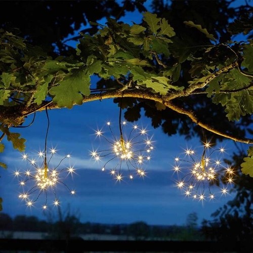 Gran Energía Solar Starburst Cuerda Luces LED Hada Exterior Fuegos Artificiales Colgante - Imagen 9 de 24