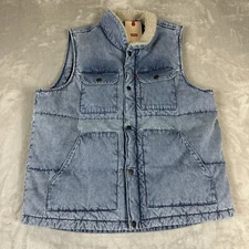 Levi’s Vest Men's Size L Blue Western Quilted Down Puffer Jean Denim Woodman