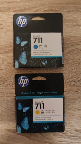 2x HP 711 Cyan + Yellow Genuine Ink Cartridges - FREE DELIVERY! Original!