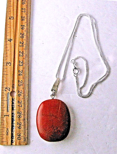 Roter Jaspis Anhänger Halskette poliert natürlich 20" Box Kette 925 Sterlingsilber - Bild 4 von 4