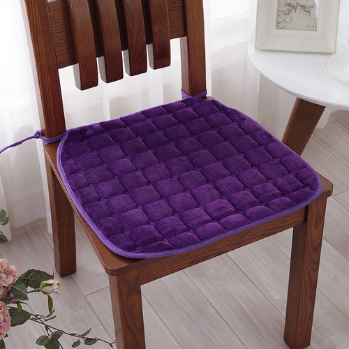 Solid Color Dining Chair Cushion Square Chair Pad Tie-on Plush Non-slip Thicken - Bild 10 von 17