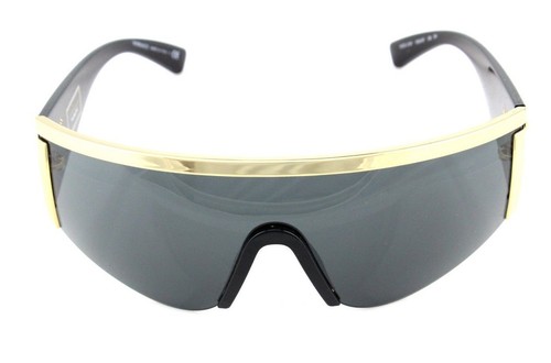 RARE Genuine VERSACE TRIBUTE Black Gold Grey Shield Sunglasses VE 2197 1000/87 D - Picture 3 of 12