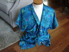 Vintage CIRCA 2000 Robe Womens Large Blue Short Sleeve Made In USA