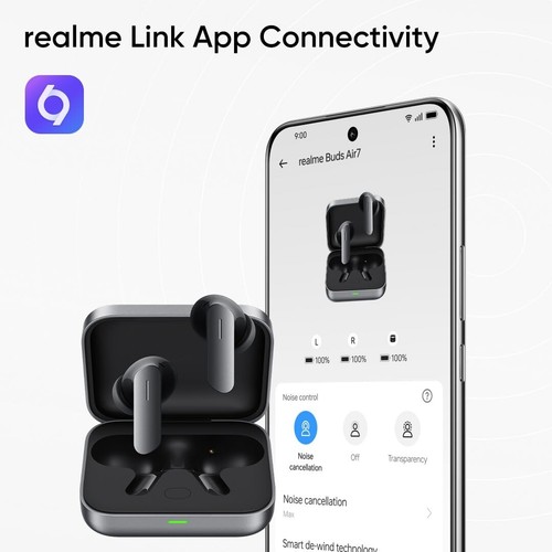 realme Buds Air7 with 52dB ANC, 12.4mm Driver, 52hrs Playback, IP55 & 45ms - 第 2/10 張圖片