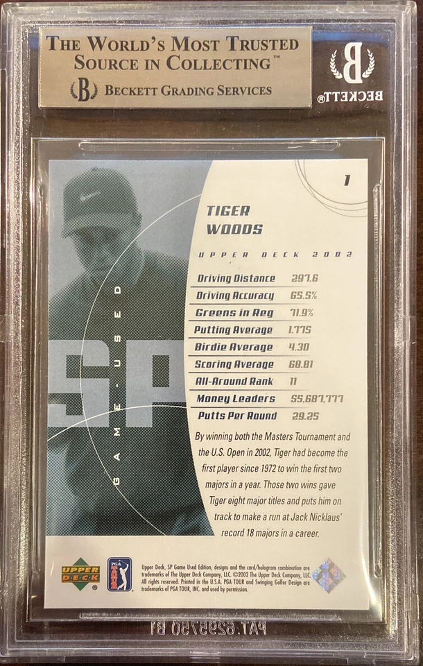 2002 SP GAME USED TIGER WOODS #1 - BGS 9.5 (10, 3X 9.5) - Image 2 of 2