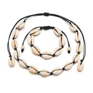 Natural-Cowrie-Shell-Sea-Rope-Choker-Necklace-Bracelet-Set-DIY-Beach-Jewelry-US