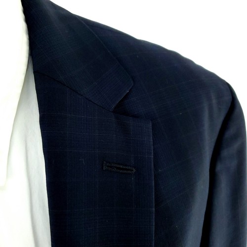 Hugo Boss Pasonlini Virign Wool 2 Button Blazer 42R Blue Windowpane Movie US - Picture 2 of 12