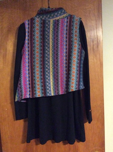 Womens Handmade Vintage 1960’s  Look Vest Dress Or Leggings Topper Black Size M - Picture 3 of 4