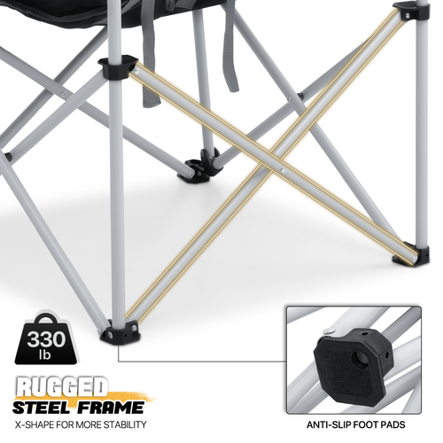 [2 CHAIR w/37" WIDE PADDED SEAT+2 PERSONS DOME TENT]Portable Folding Camping Set - Picture 6 of 18