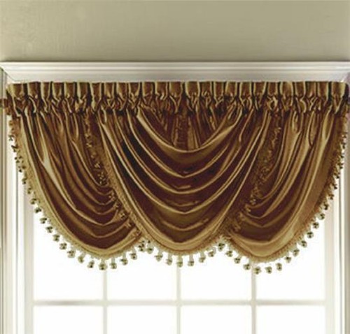 Hyatt Fringe Waterfall Valance Window Treatment Colors Rod Pocket - Picture 3 of 11