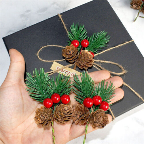 Christmas Artificial Pine Branch Ornament Berry Xmas Decor Pick Holly Flower-USA - Picture 24 of 28