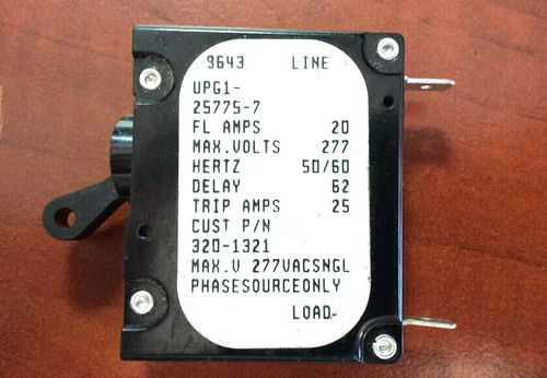 INTERRUTTORE 20 AMP ONAN 320-1683 320-1321 AIRPAX UPGI-25775-7 MONTAGGIO SU PANNELLO  - Foto 1 di 2