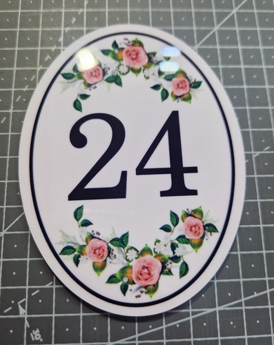 Pink rose garland house/door number sign - 2 options - ANY NUMBER - 120mm x 90mm - Picture 7 of 9
