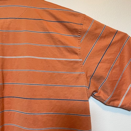 Nike Mens Polo Size L Orange Striped Golf Short Sleeve Dri Fit Athletic Casual - Picture 11 of 12