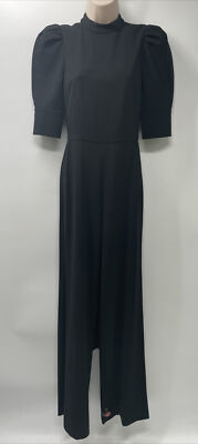 Alice + Olivia Women's Alexis Mock Neck Puff Sleeve Black Jumpsuit Size 0
