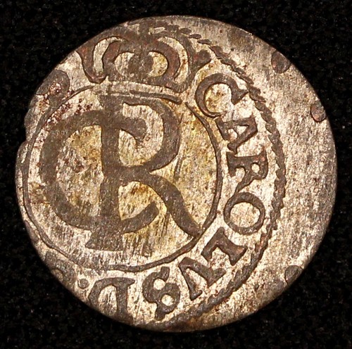 LIVONIA Riga CARL XI de Suecia (1660-1697) plata 1661 Solidus en estado bastante bueno km#55 (26 602) - Imagen 2 de 3