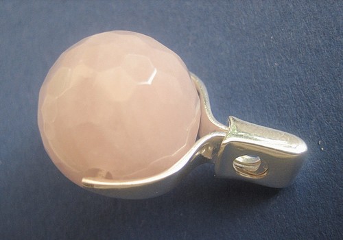 Wechselbogen zum klappen für 20 mm Edelstein-Kugel 925 Silber + Rosenquarz-Kugel - Bild 4 von 5
