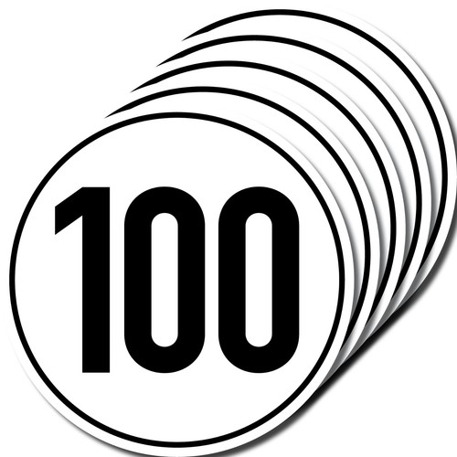 5 Aufkleber 100 kmh km/h 10cm DIN 1451 Auto Motorrad Bus Roller Vespa Kart Quad