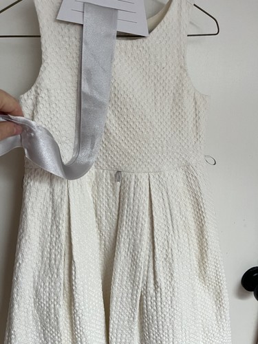 Bailey Boys Classic ivory dress w/ silver size ribbon sash tie sz 5t made in USA - Picture 3 of 5