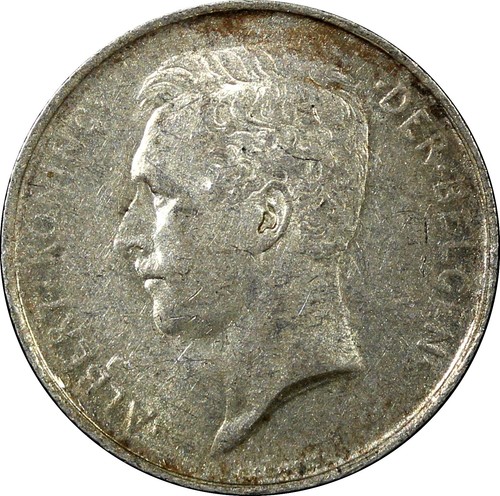 Belgium Albert I Silver 1913 1 Franc Dutch 23 mm High Grade KM# 73.1 (22 219) - Picture 2 of 3