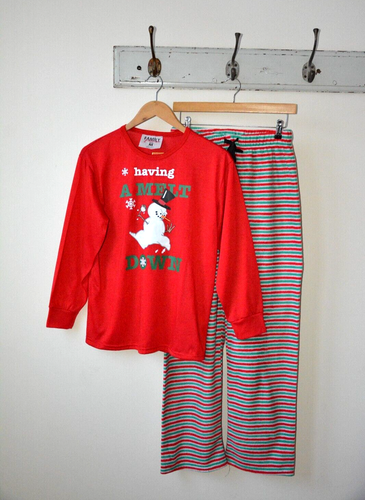 HAVING A MELT DOWN RED TOP+STRIPED TROUSER CHRISTMAS PYJAMA SET SMALL=SIZE 8 - Picture 1 of 13
