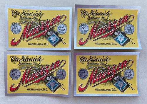 Vintage 4 Charles Heurich Brewing Co Maerzen Bierflaschenetiketten unbenutzt - Bild 1 von 3