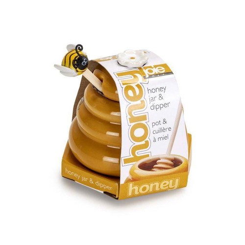 Bee Bumblebee Hive Skep Joie Honey Pot Wooden Dipper - Picture 2 of 2