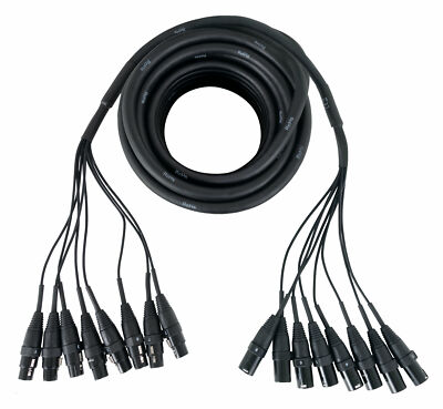 8-fach Multicore Kabel 10 Meter Länge XLR male female Kanal Cable Peitsche Sub