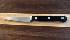 VINTAGE COLES NY 3-1/4" PARING KNIFE MADE IN GERMANY FULL TANG 3-RIVETS WOOD HDL