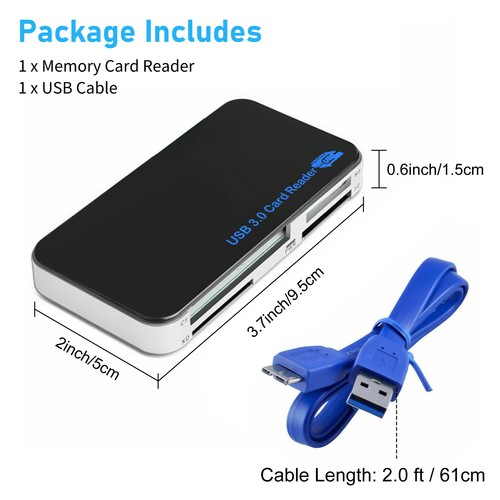 Memory Card Reader, 6 in 1, USB 3.0 Adapter for CF XD Micro SD MS M2 TF, 5Gbps - Picture 7 of 7