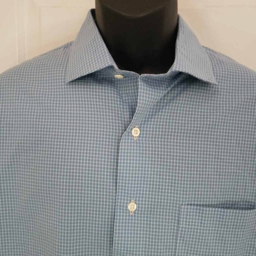 New England Herren Hemd mit Knopfleiste Blau Gingham Langarm Tasche Baumwolle XL - Bild 2 von 8