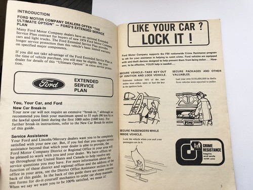 Ford Owners Guide Manual Vintage 1979 FIRST PRINTING 1978 Car Truck Automobile - Picture 2 of 3