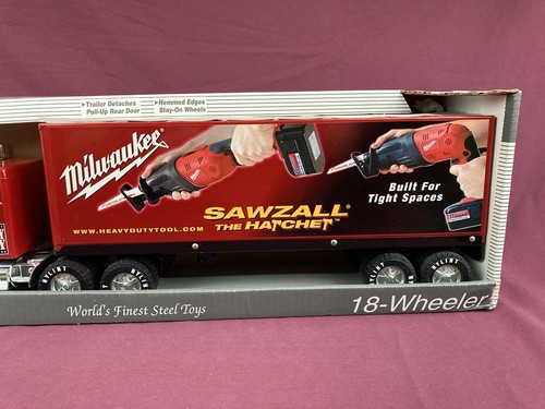 Nylint Toys Steel Tractor Trailer 18 Wheeler Milwaukee Sawzall #345-Z Red NIB - Picture 3 of 7