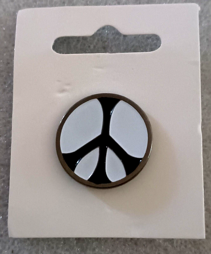 Vtg Anti War Black & White Peace Sign Pin Original 2000's New NOS - Picture 1 of 3