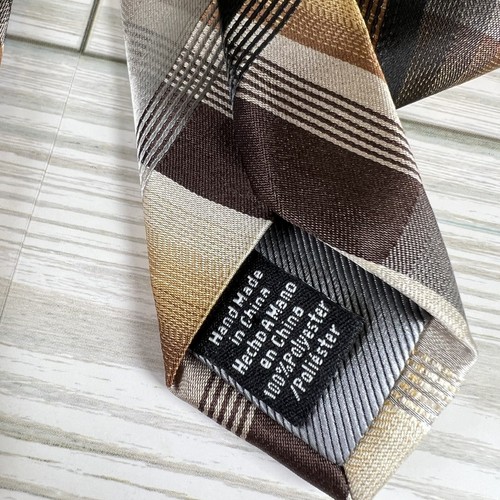 MADISON Brand Tie Brown Plaid Business Attire Professional Executive 3” x 58” - Picture 5 of 9