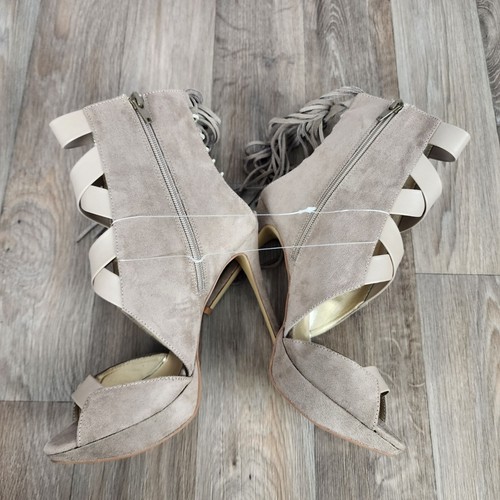 LFL Lust for Life Reaction Women's Size 8.5 Beige Open Toe High Heel Booties - Picture 8 of 12