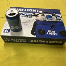 Bud Light bluetooth cooler speaker and can speaker.