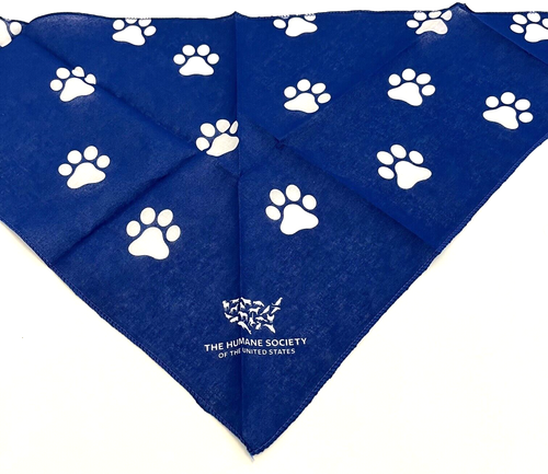 Bandana Dog Cat Scarf Blue White Paws Print Tie On Neckerchief Bib - Picture 3 of 10