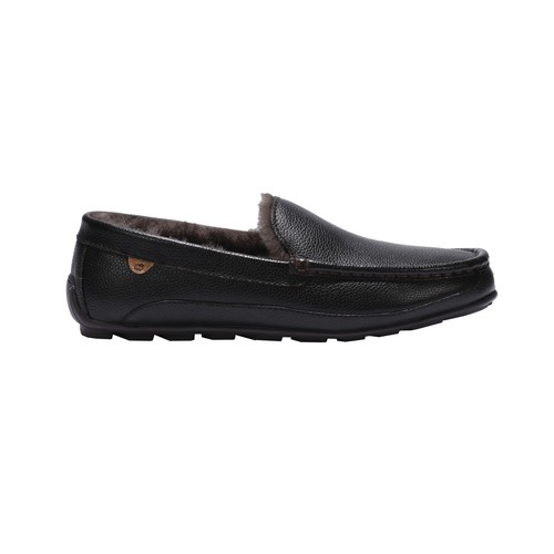 Lamo Grayson Men's Leather Slippers Chocolate - 13 Medium - Picture 4 of 7